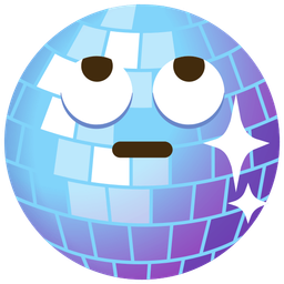 face with rolling eyes and mirror ball