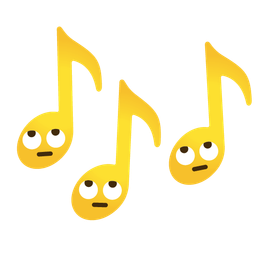 face with rolling eyes and musical notes