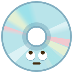 face with rolling eyes and optical disk