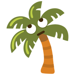 face with rolling eyes and palm tree