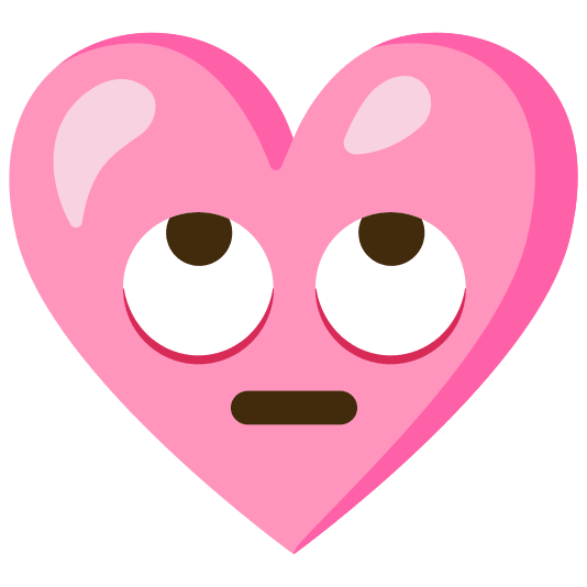 Face with rolling eyes and Pink heart