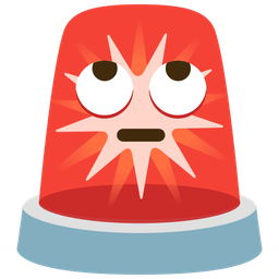 face with rolling eyes and police car light