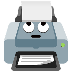 face with rolling eyes and printer