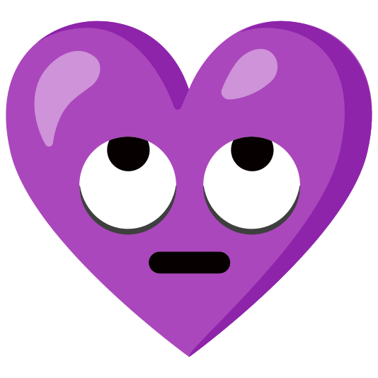 Face with rolling eyes and Purple heart