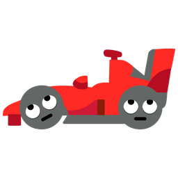 face with rolling eyes and racing car