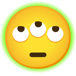 face with rolling eyes and radioactive