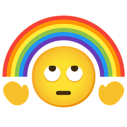 face with rolling eyes and rainbow