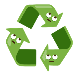face with rolling eyes and recycling symbol