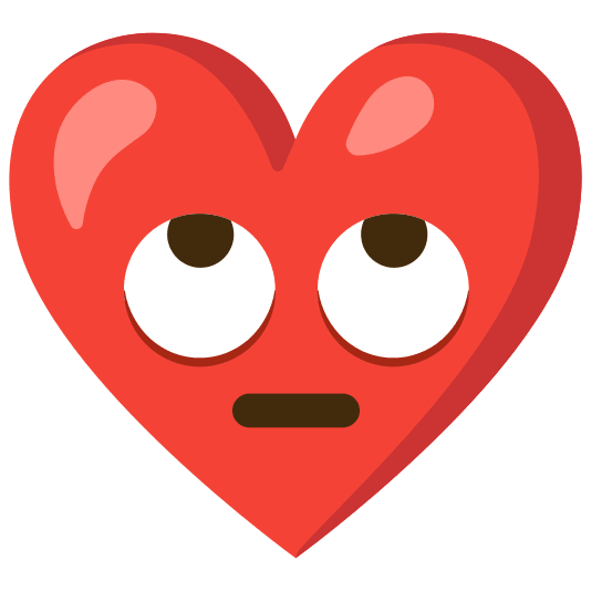 Face with rolling eyes and Red heart