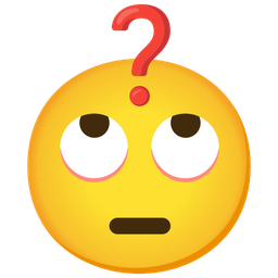 face with rolling eyes and red question mark