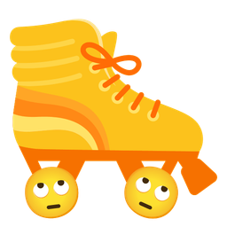 face with rolling eyes and roller skate