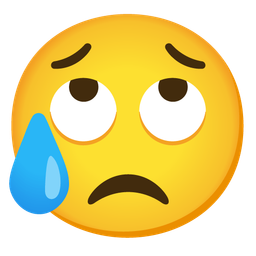 face with rolling eyes and sad but relieved face