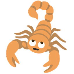 face with rolling eyes and scorpion