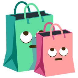 face with rolling eyes and shopping bags
