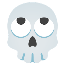face with rolling eyes and skull