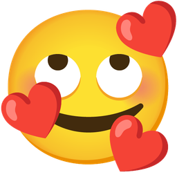 Face with rolling eyes and Smiling face with hearts