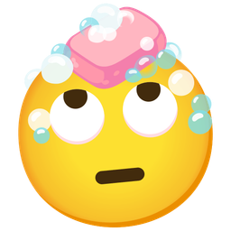face with rolling eyes and soap
