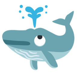 face with rolling eyes and spouting whale