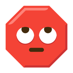 face with rolling eyes and stop sign