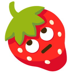 face with rolling eyes and strawberry