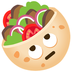 face with rolling eyes and stuffed flatbread