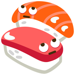 face with rolling eyes and sushi