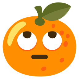 face with rolling eyes and tangerine
