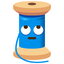 face with rolling eyes and thread