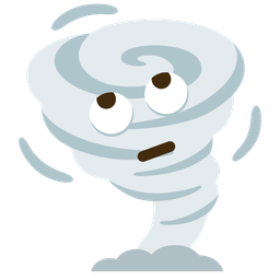 face with rolling eyes and tornado