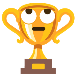 face with rolling eyes and trophy