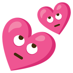 face with rolling eyes and two hearts