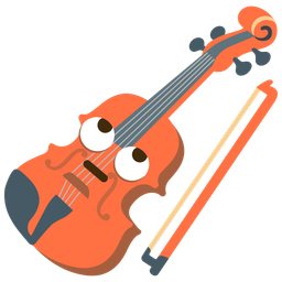 face with rolling eyes and violin