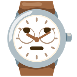 face with rolling eyes and watch