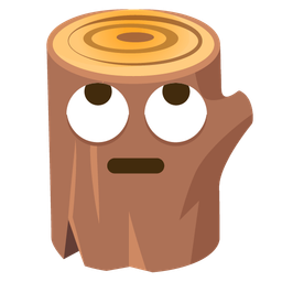 face with rolling eyes and wood