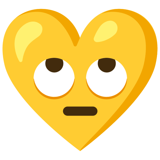 Face with rolling eyes and Yellow heart