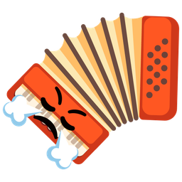 Face with steam from nose and Accordion