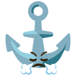 face with steam from nose and anchor