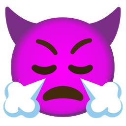 face with steam from nose and angry face with horns