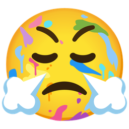 face with steam from nose and artist palette