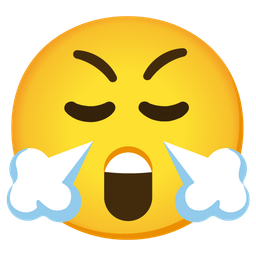 face with steam from nose and astonished face