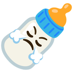 face with steam from nose and baby bottle