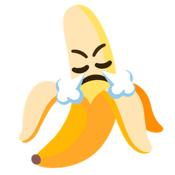 Face with steam from nose and Banana