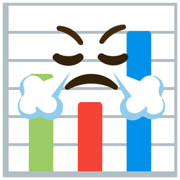 face with steam from nose and bar chart