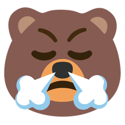 face with steam from nose and bear