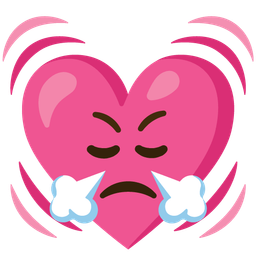 face with steam from nose and beating heart