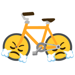 face with steam from nose and bicycle