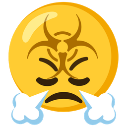 face with steam from nose and biohazard