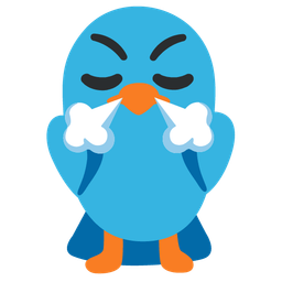 face with steam from nose and bird