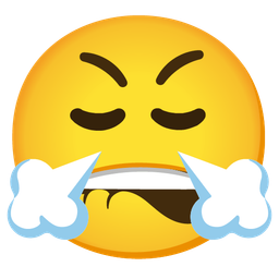 Face with steam from nose and Biting lip