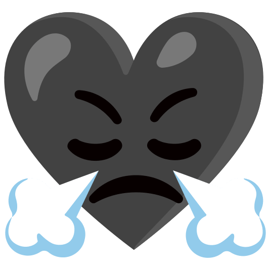 Face with steam from nose and Black heart